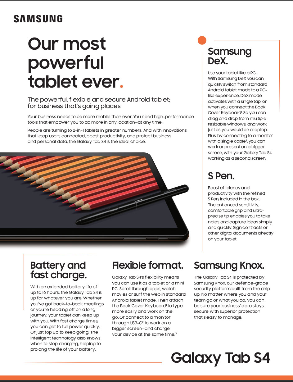 Samsung Galaxy Tab S4 Features