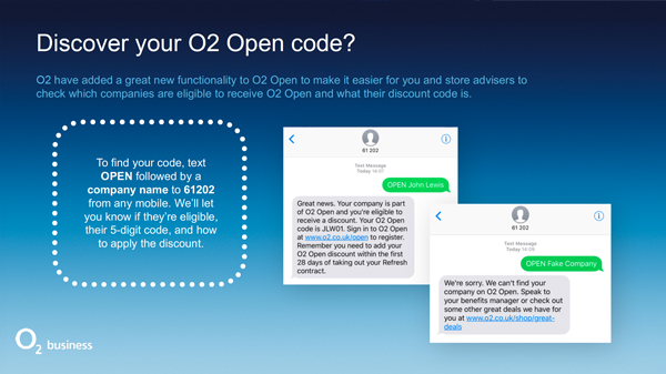 Discover your O2 Open code