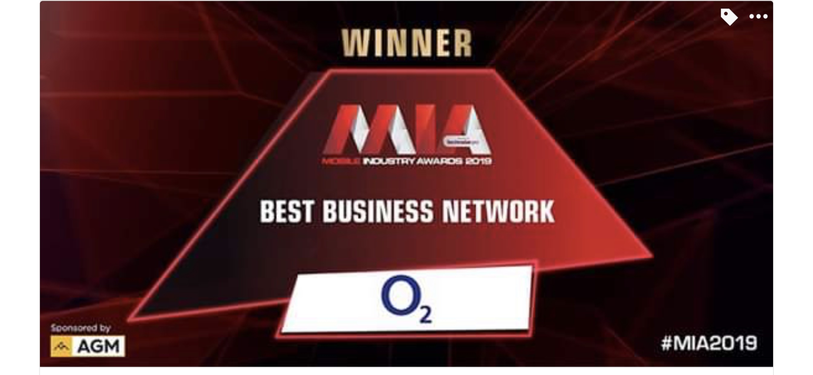 O2 win Best Business Network at Mobile Industry Awards 2019
