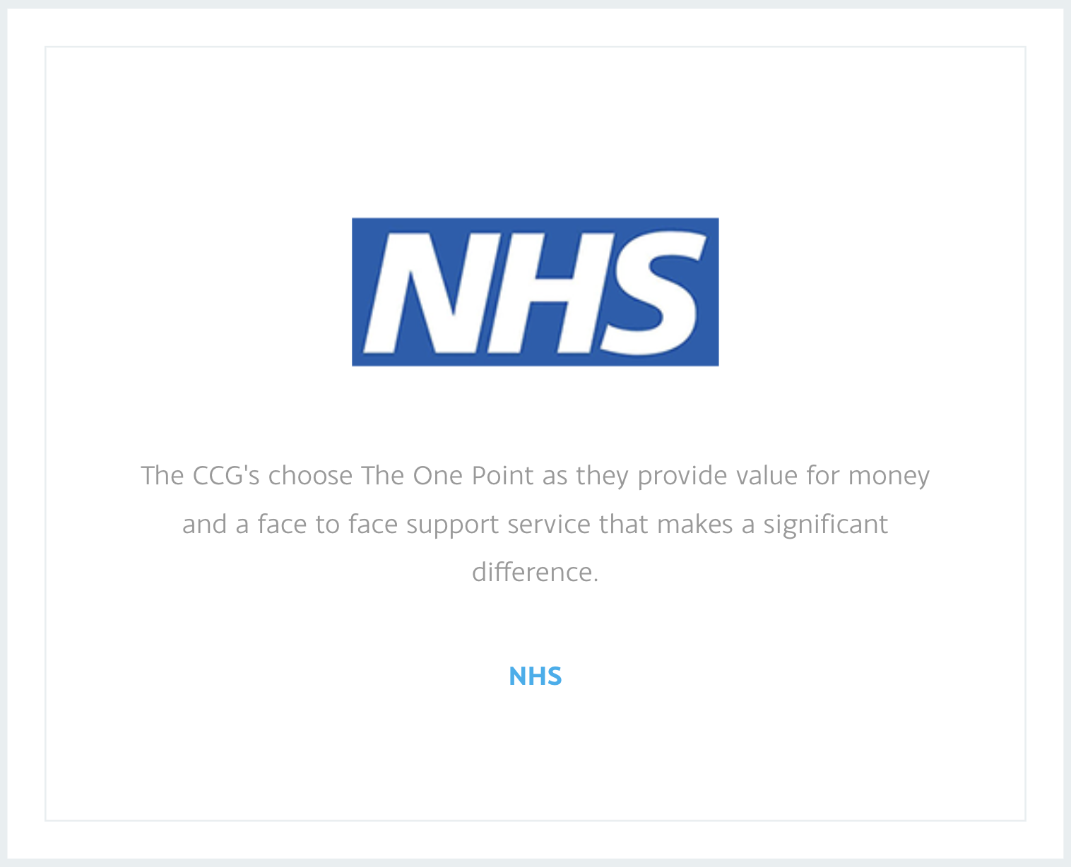 The One Point NHS Customer Testimonial
