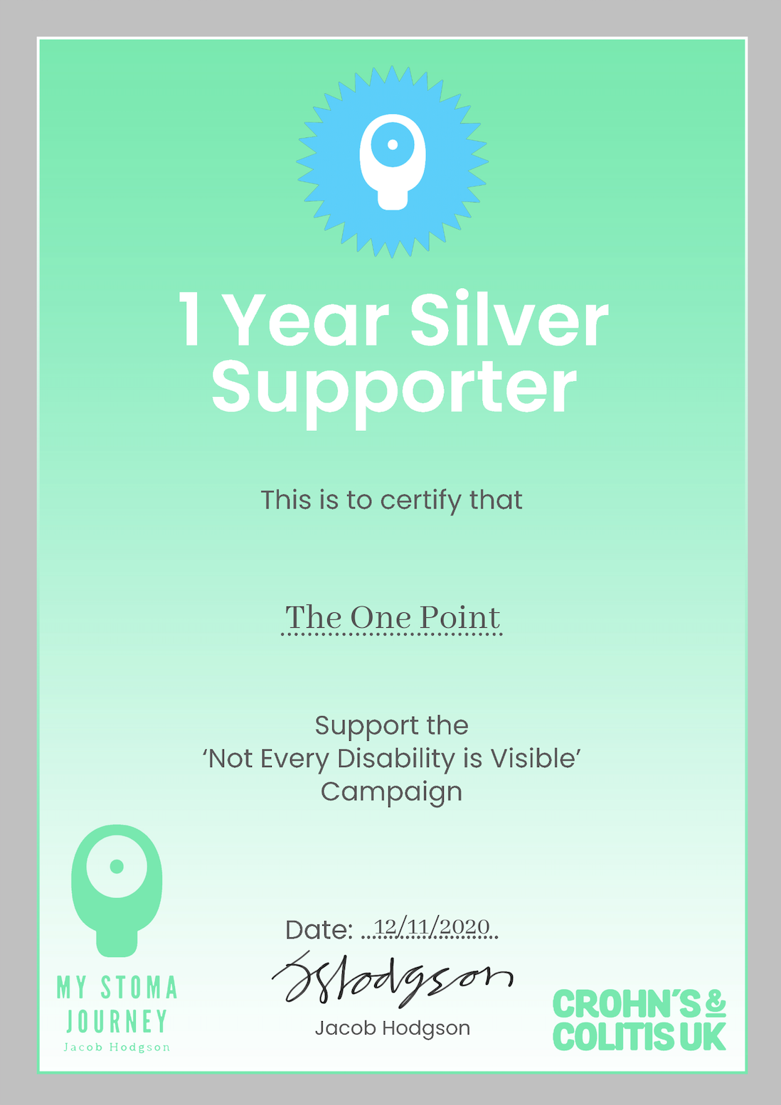 silver supporter certificate