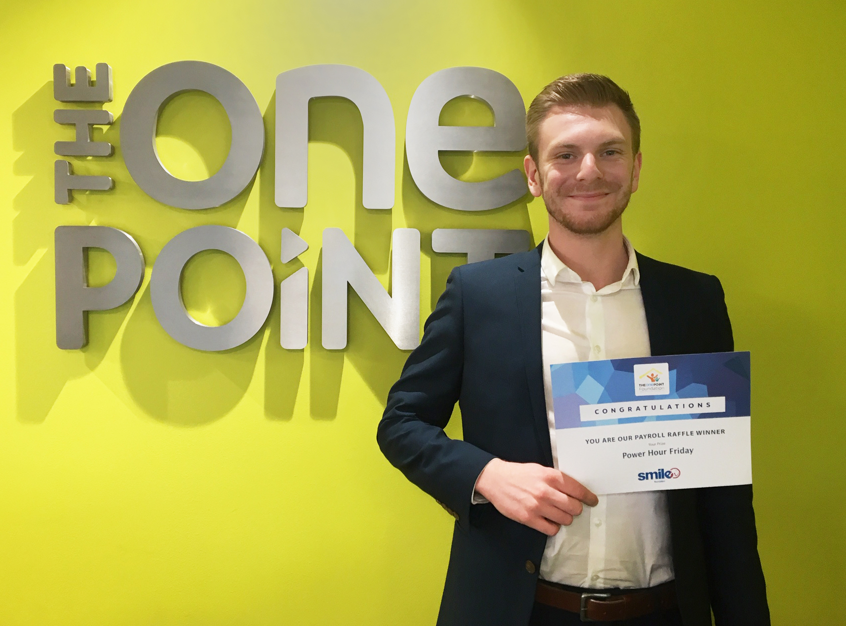The One Point Foundation Payroll Raffle Winner Billy Billany