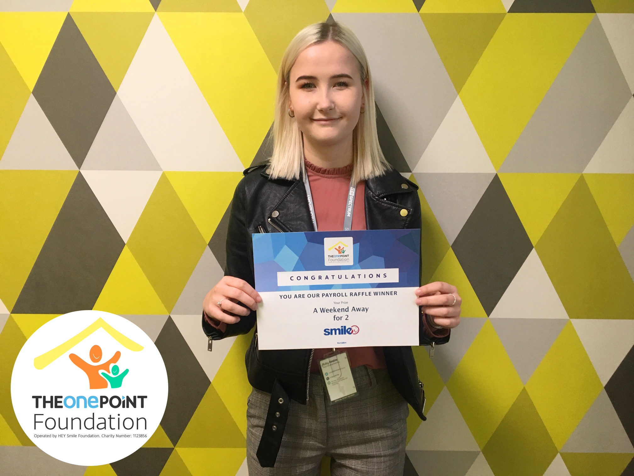 The One Point Foundation April Payroll Raffle Winner Marketing Executive Ruby Keable
