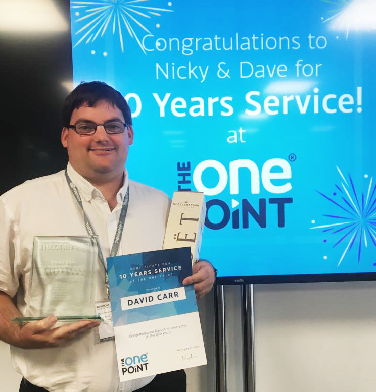 David Carr Principal Software Architect at The One Point celebrate 10 years service