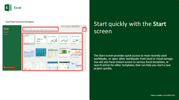 The One Point Excel 2016 tips and tricks start screen